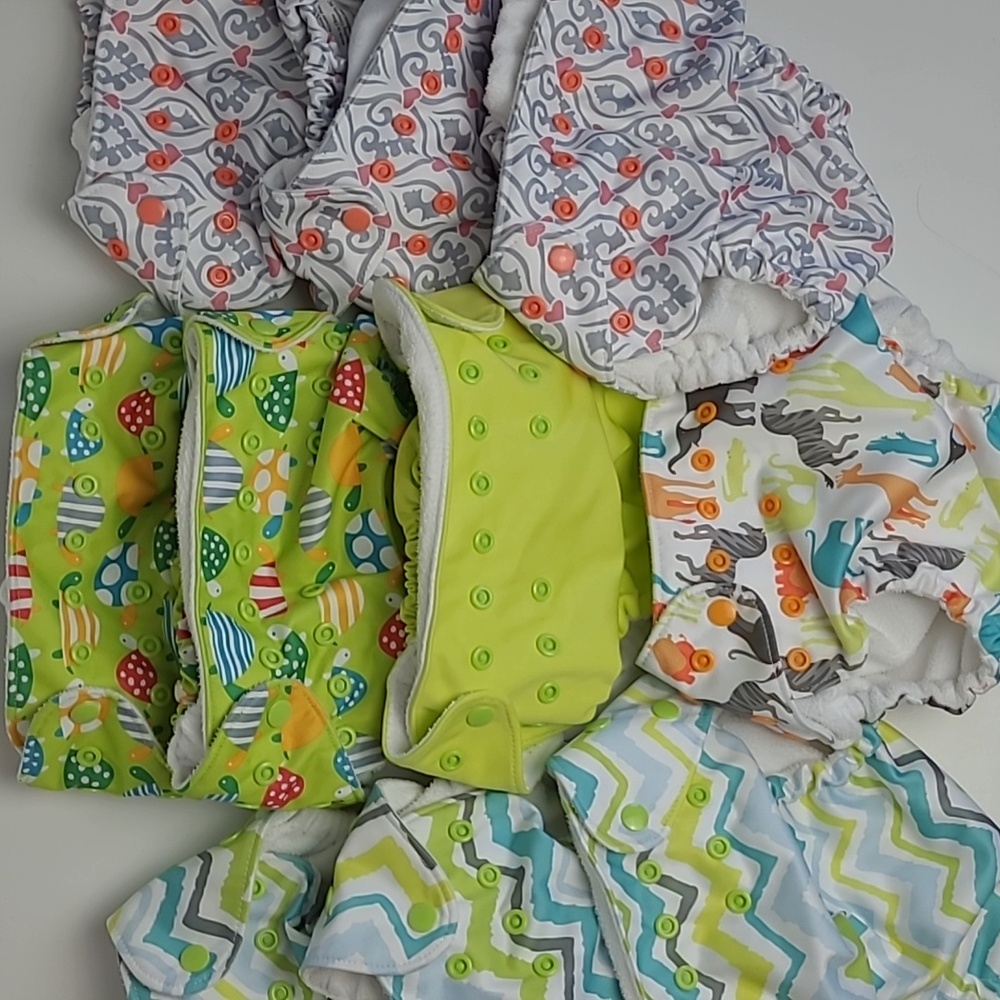 FUZZIBUNZ ADJUSTABLE POCKET DIAPERS ONE SIZE 10-40 POUNDS LOT OF 10